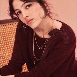 Sezane Burgundy Crew Neck Sweater